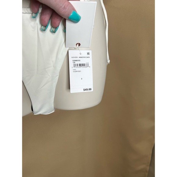 NWT Good American Tiny Ties Bikini Bottom in Ivory size 2 Med - Picture 7 of 9